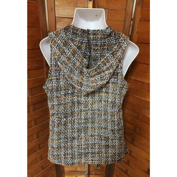 Hyfve Cardigan Sz Large Brown Hooded Pockets Open Front Knit Fringe Autumn Wear - Picture 5 of 6